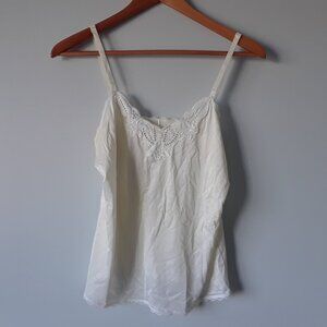 Vintage 80s Nylon Lace Cream Camisole